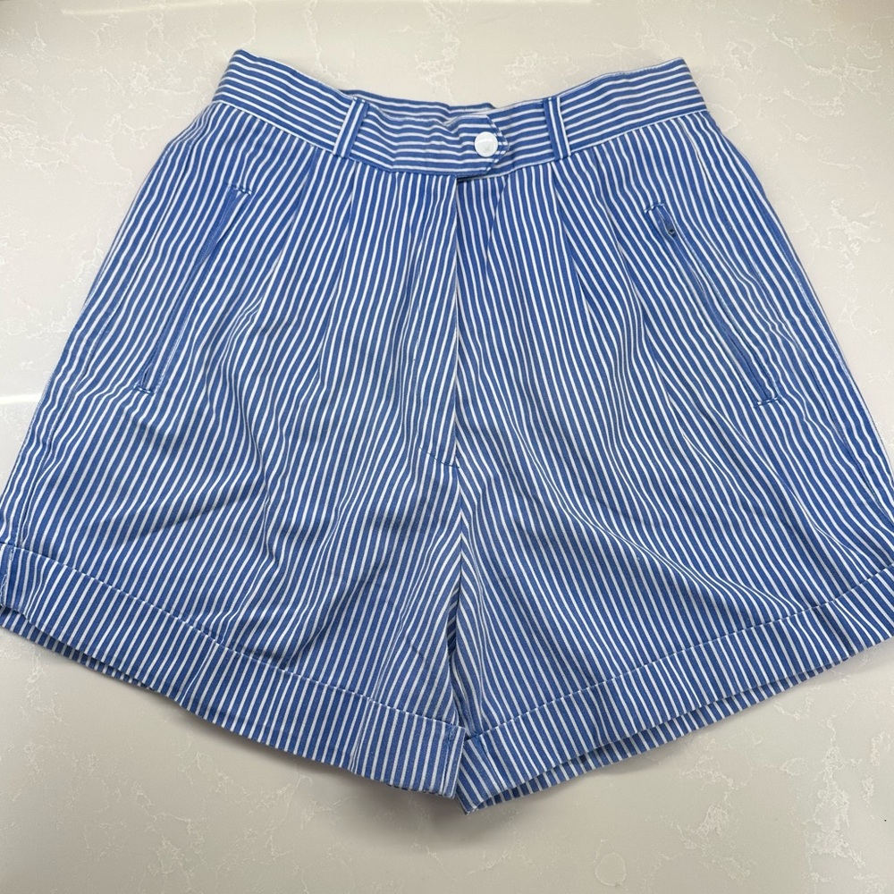 Vintage 80s Skiva Striped High Waisted Pleated Shorts 11/12